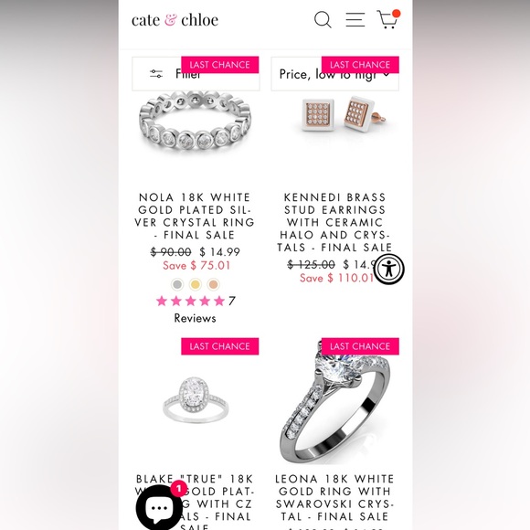 CATE & CHLOE Leona "Fate" 18K White Gold Ring Size 7 NEW! LAST CHANCE! ROSE GOLD - Picture 3 of 5